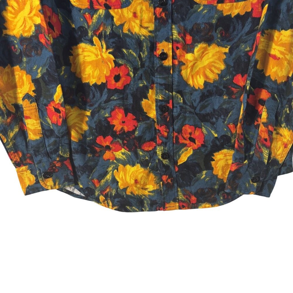 J. Crew Midweight Flannel Shirt Small Regenerative Cotton Floral Print Multicolo - Picture 6 of 10